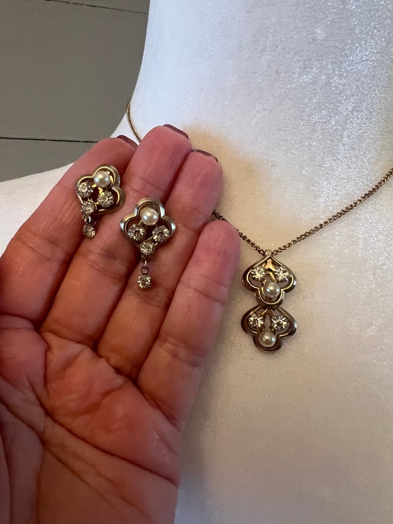 Vintage antique Krementz necklace earrings set, da