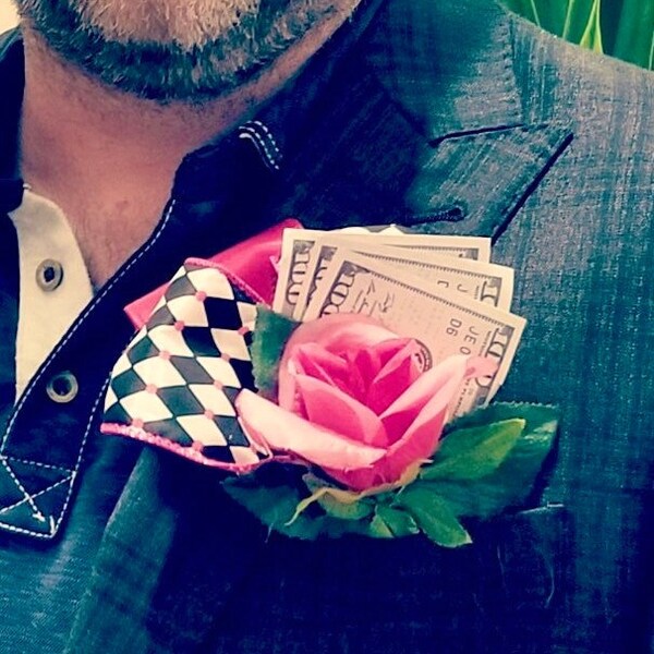 Boutonnières  available for your Kentucky Derby outfit.  Pink with jockey ribbon shown, but I have red, white, yellow, peach & purple.