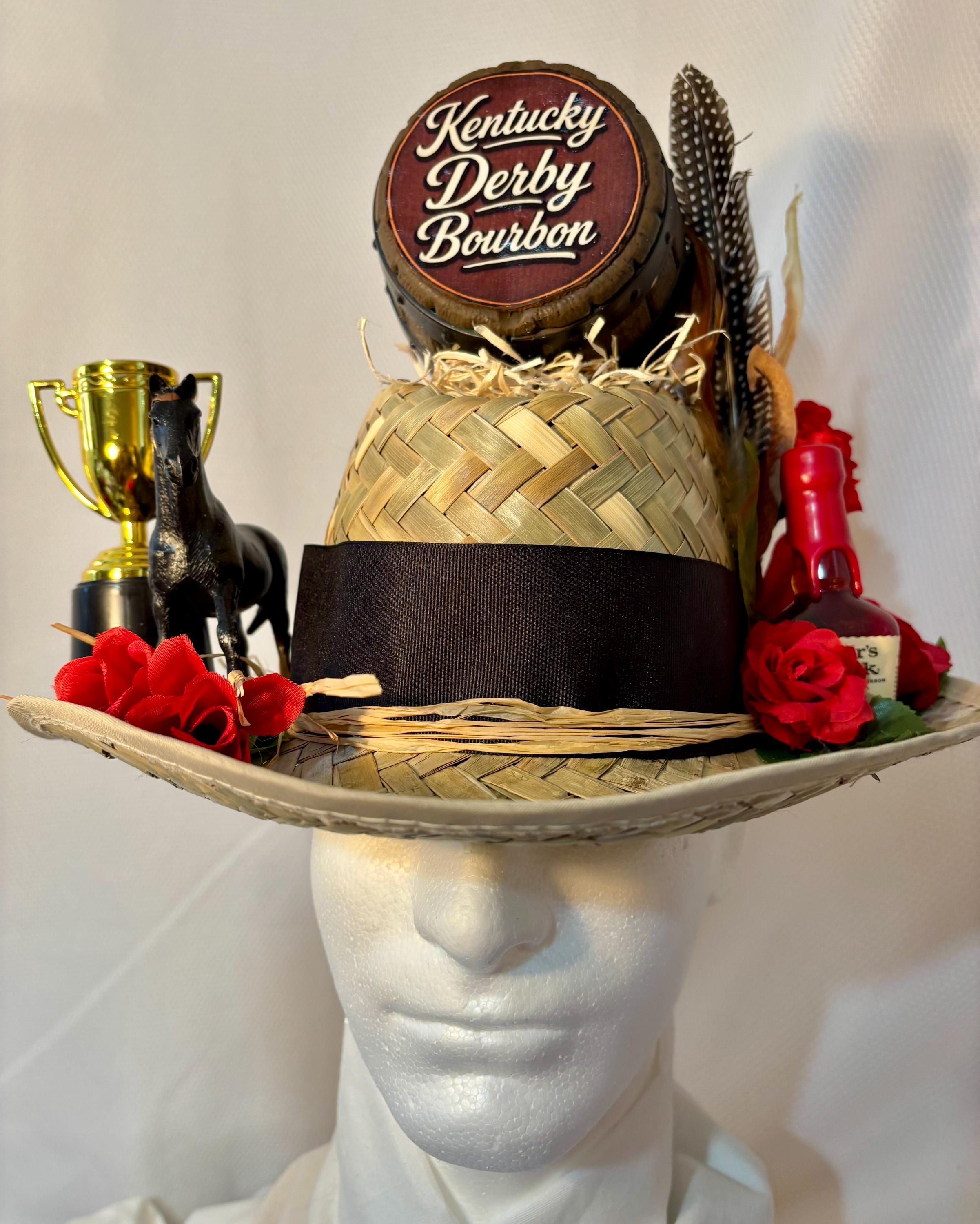Kentucky Derby Oaks Black & White Striped Statement Hat with Gold Accents A classic Navy with a twist ✨ This flipped-brim Kentucky  main image 2