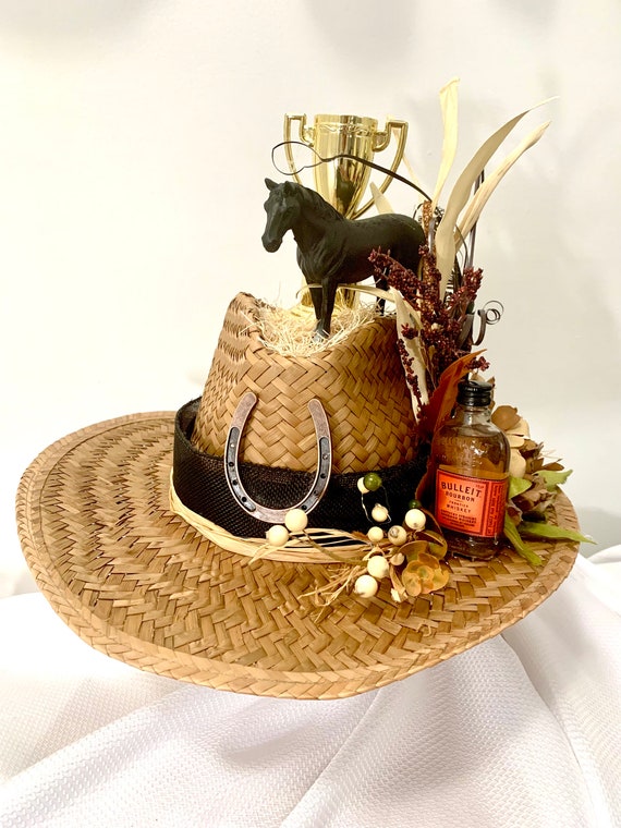 Mens Kentucky Derby Straw Hat With Horse & Bourbon Decor - Etsy display picture 3