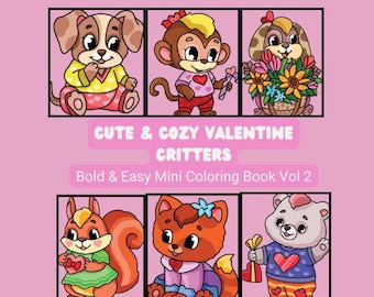Cozy & Cute Valentine Critter Bold and Easy Mini Coloring Book