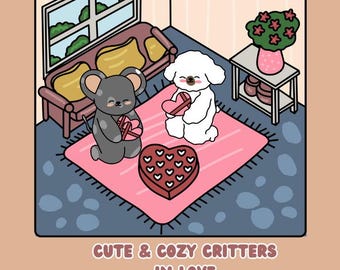 Cute and Cozy Critters in Love: Valentines Day/Bold and Easy/Coloring for teens and adults