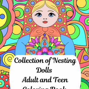 Collection of Nesting Dolls/hand drawn designs/adult coloring/teen coloring books/intricate designs/russian nesting dolls and animals