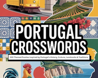 Libro de crucigramas de Portugal • 100 crucigramas temáticos • Lugares de interés, gastronomía, cultura y viajes