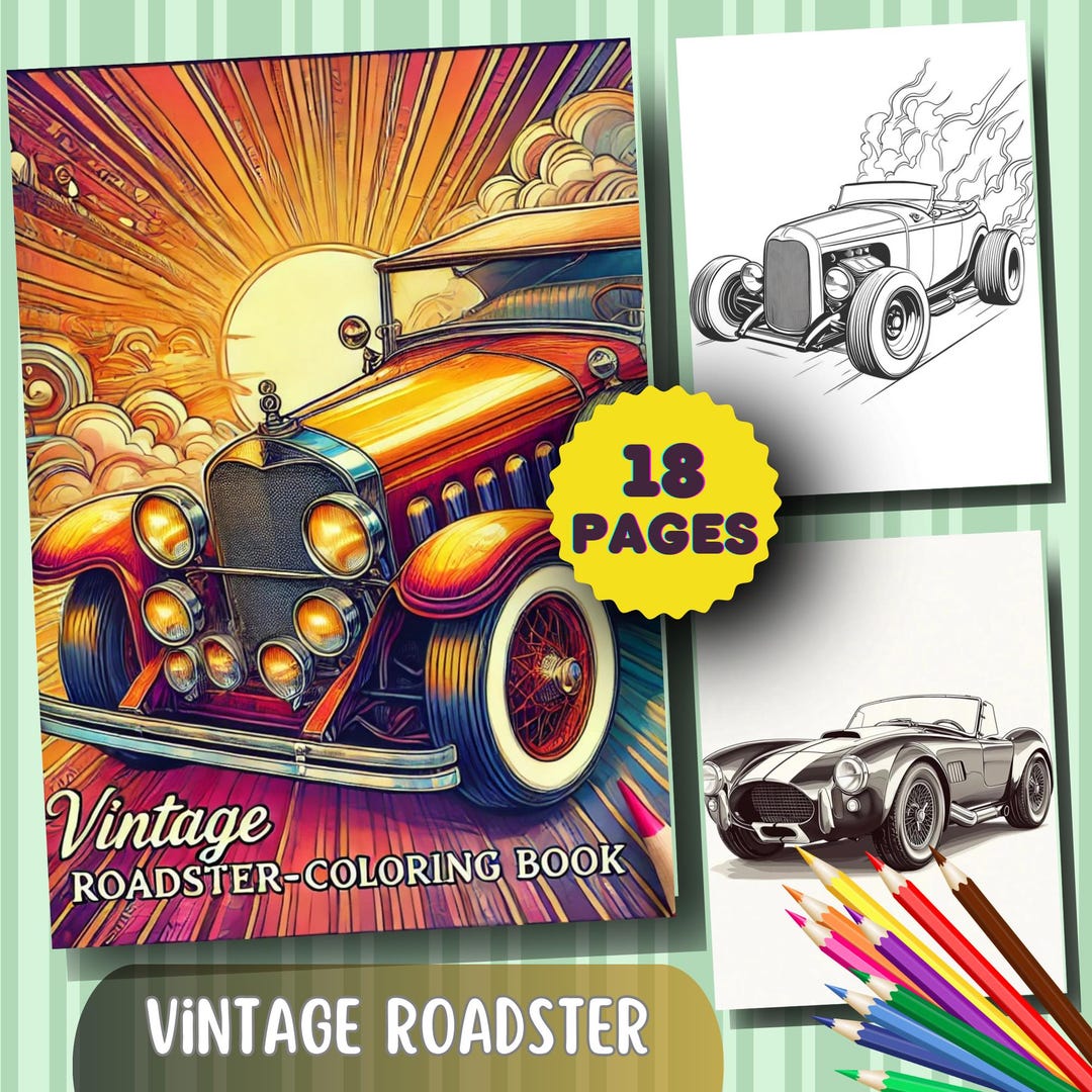 18 Vintage Roadster Coloring,classic Car Coloring Pages,retro Cars ...