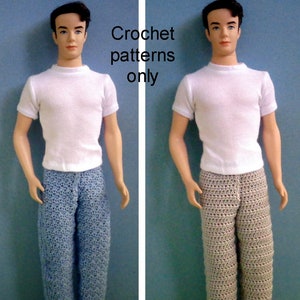 Crochet pattern (PDF) for the 12&quot; male fashion doll - Two Pairs of Pants in Sewing Pattern Style