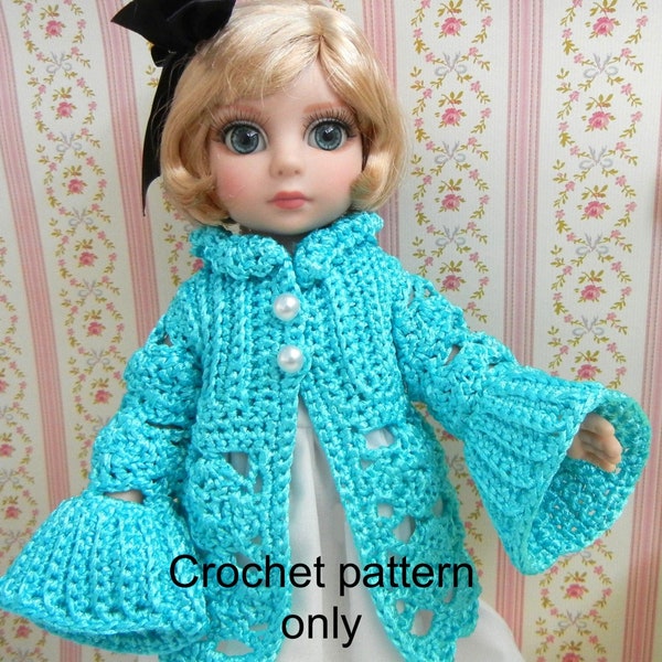 Crochet pattern (PDF) for 10-12 inch child doll Effner Kish Tonner Patsy - lacy spring coat for Easter