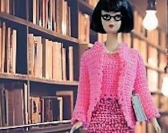 Crochet pattern (PDF) for 11 1/2" fashion doll - a "tweed" skirt and a twinset