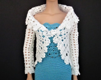 Crochet pattern (PDF) for 22-inch fashion doll - a light and lacy cardigan