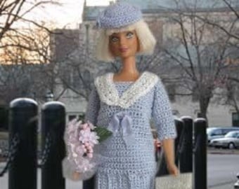 Crochet pattern (PDF) 1980s Princess Diana inspired outfit for 11 1/2" fashion doll - sailor dress