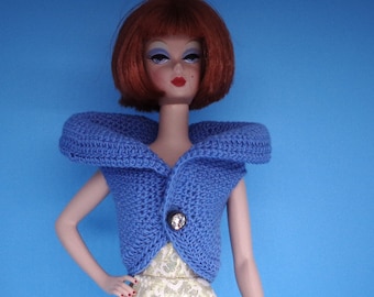 Crochet pattern (PDF) for 11 1/2" fashion doll - 1950s style bolero jacket