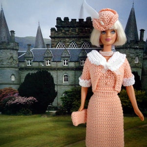 Crochet pattern (PDF) for 11 1/2&quot; fashion doll - Princess Diana&#39;s Going-Away outfit 1980s fashion