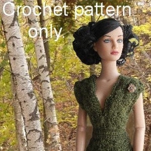 Crochet pattern (PDF) for 16-inch fashion doll - a cocktail dress for autumn