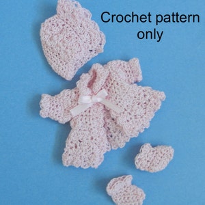Crochet pattern (PDF) for 5-6 inch baby doll - Valentine Layette - for Ellery Kish or polymer clay babies