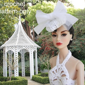 Crochet pattern (PDF) for Poppy Parker or 11 1/2&quot; fashion doll - 1960s casual wedding dress & hat