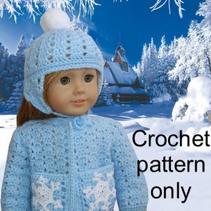 Häkelanleitung (PDF) für 45 cm Kinderpuppe - Schneeflockenpullover und Bommelmütze