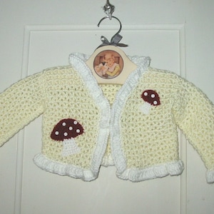 Baby girl sweater with toadstools mushrooms Woodland Waldorf - from my published book