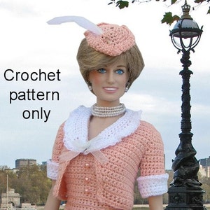 Crochet pattern (PDF) for 16-inch fashion doll - Princess Diana's Going-Away outfit