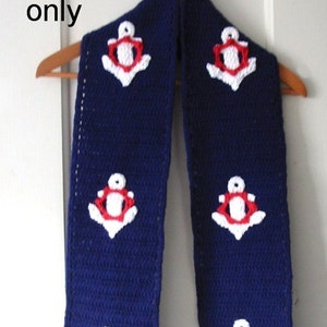 Crochet pattern (PDF) for nautical anchor scarf similar to one worn by Andy Samberg SNL