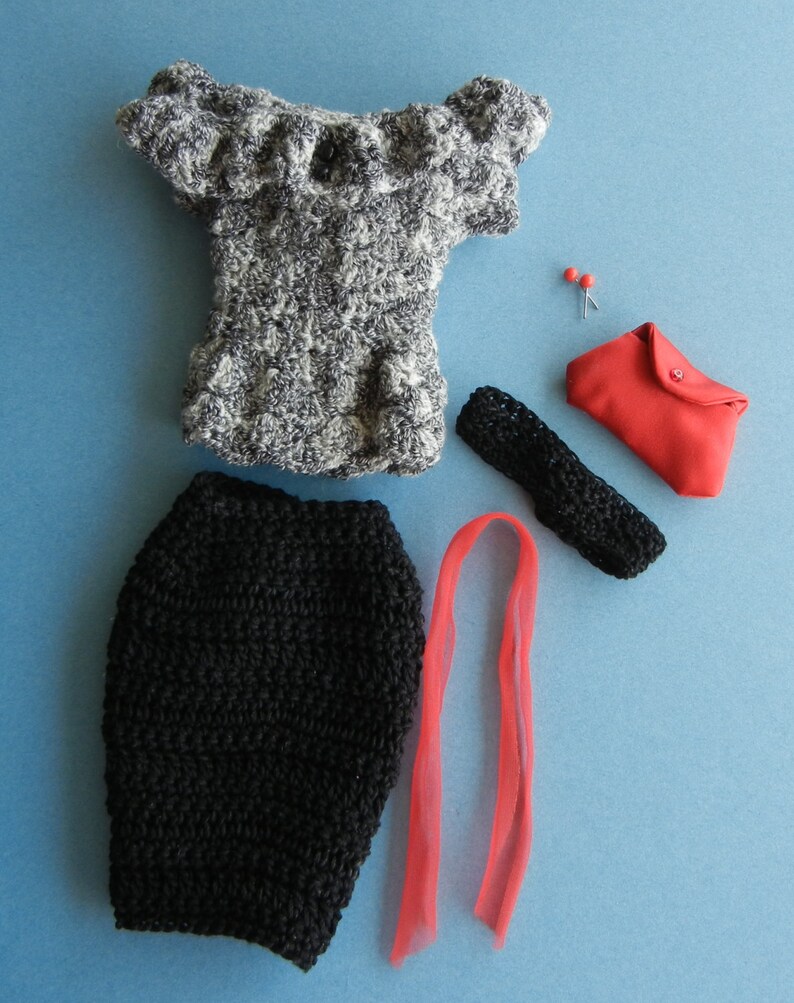 Crochet Pattern PDF for 16inch Fashion Doll 1950s Style Peplum Top and