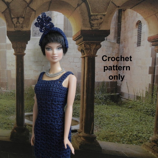 Crochet pattern (PDF) Wedding Guest - a dress and headband for 11 1/2" fashion doll