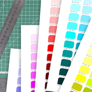 Tabla de colores RGB - Descarga digital en PDF - Prueba de impresión de paleta de muestras - Impresión DTG por sublimación