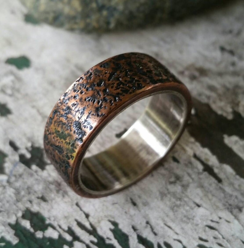 Rugged Copper Wedding Band Rustic Mens Band Mens