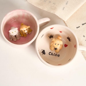 Custom 3D Pet Ceramic Mug, Personalized Handmade Ceramic Mug, Handmade Peekaboo Coffee Cup, Personalized Coffee Mug Gift for Pet Lovers