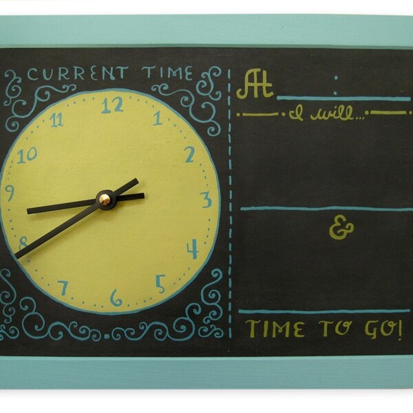 Mini Goals Clockboard - Swirly - Clear Sky/Mossy