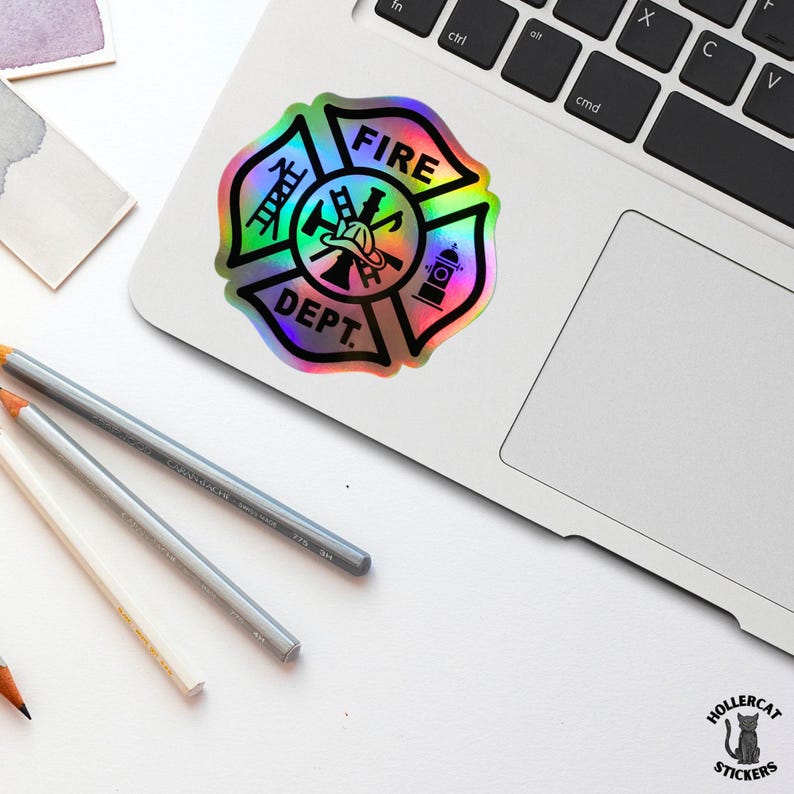 Fire Controller Sticker Holographic Fire Department Sticker, Firefighter Sticker, IAFF Laptop ...