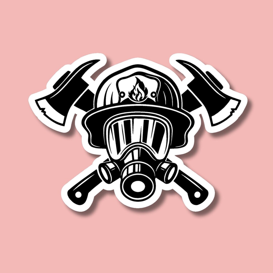 Firefighter Sticker With Helmet and Axes, Firefighter Appreciation ...
