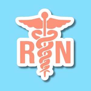 RN Caduceus Sticker, Nurse Sticker for Water Bottle, Gift for Nurse, Registered Nurse Sticker for Laptop, Healthcare Worker Gift, Waterproof