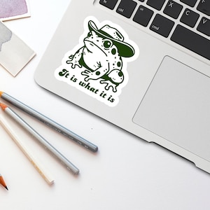 It Is What It Is Sticker, Funny Frog Meme Sticker, Holographic Vintage Cowboy Toad Sticker, Gen Z Humor, Cute Waterproof Stickers, Gift image 4