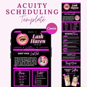 Lash Tech Acuity Scheduling Template: Neon Pink Website (Canva)