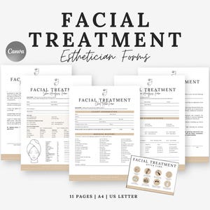 Esthetician Form Editable Facial Treatment Form Canva Template Printable Consultation Form Facial Consent Form Beauty Salon Form