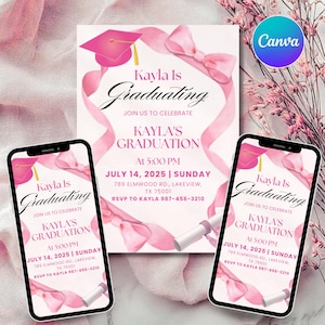 Coquette Bow Graduation Invite, Bow Grad Invitation,Coquette Grad Invite,Coquette Graduation,Class 2025 Grad Invite, Bow Graduation Announce