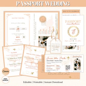 Destination Wedding Invitation, Boarding Pass Invitation, Printable Passport Wedding Invitation, Travel Theme Wedding, Travel Wedding Bundle
