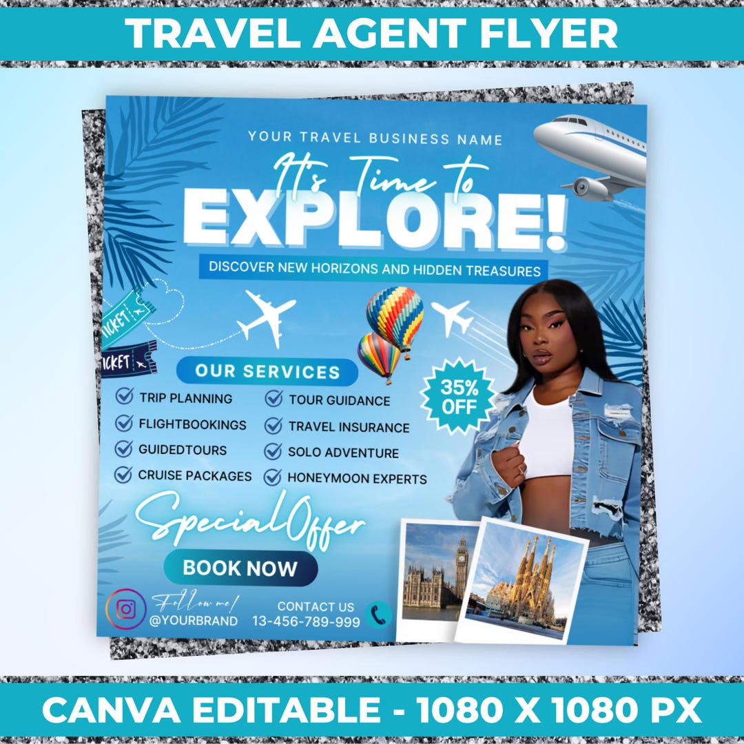 Travel Agent Flyer, DIY E-flyer Template, Travel Flyer, Vacation Flyer ...