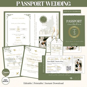 Destination Wedding Invitation, Boarding Pass Invitation, Printable Passport Wedding Invitation, Travel Theme Wedding, Travel Wedding Bundle