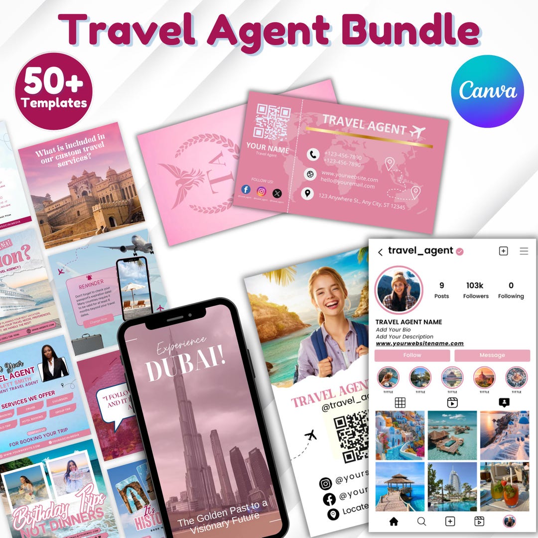 Travel Agent Social Medial Bundle, Travel Templates, Travel Instagram ...