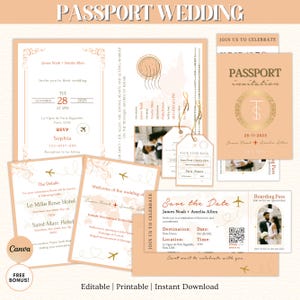 Destination Wedding Invitation, Boarding Pass Invitation, Printable Passport Wedding Invitation, Travel Theme Wedding, Travel Wedding Bundle