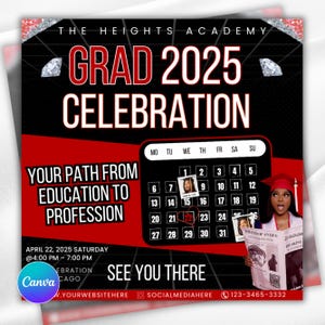 Graduate Flyer, Graduation Party, Graduation Invitation, Grad She Did It Party, Class Of 2025 Flyer, Grad Announcement Flyer, Canva Template