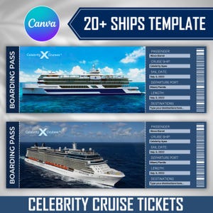 Printable Celebrity Cruise Ticket, Cruise Surprise Boarding Pass, Cruise Surprise Ticket, Cruise Ticket Template, Editable Ticket Canva