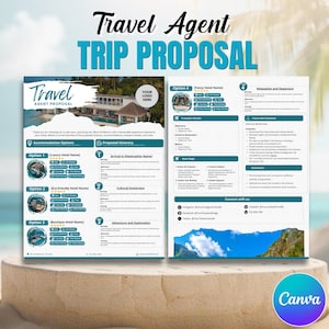 Trip Proposal Template, Travel Agent proposal Template, Travel Agent Quote, Travel Agent Trip Proposal, Canva Editable Template