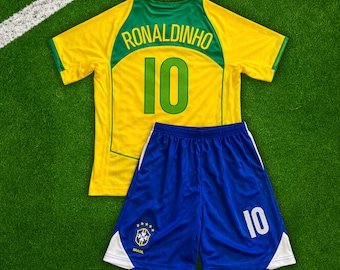 Maglia da calcio per bambini Ronaldinho #10 Brasile 2004/2005, maglia da calcio, maglia da calcio, Trikot
