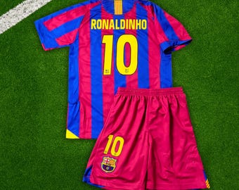 Ronaldinho #10 Barcelona 2005/2006 Home Camiseta de fútbol infantil, Camiseta de fútbol y Trikot