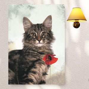Digital Wall Art, Printable Norwegian Forest Cat Wall Art, Beautiful Cat Art, Elegant Animal Art, Digital Download, Wall Art for Cat Lovers