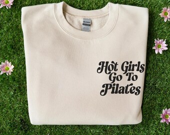 Hot Girls Go To Pilates Comfort Colors Tee: Retro Gym Shirt