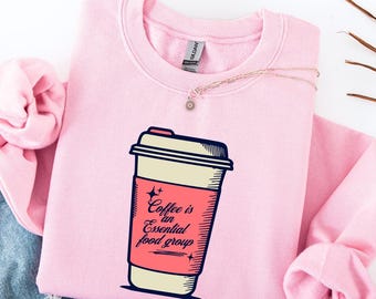 コーヒー愛好家スウェットシャツ、秋の必須食品グループのグラフィック