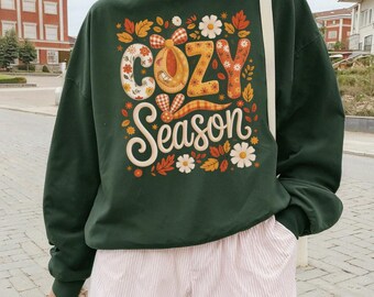 Cozy Season Sweatshirt: Retro Fall Crewneck, Pumpkin Patch Pullover